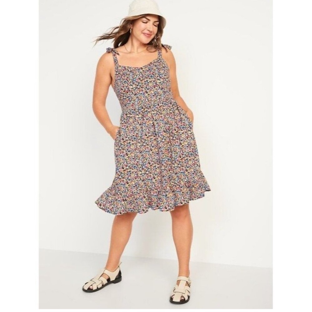 Old Navy XL Tie-Shoulder Fit & Flare Floral Cami Mini Dress